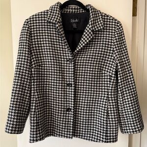Rafaella Black and White Houndstooth Wool Blend Blazer